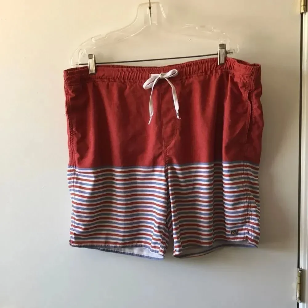 Quiksilver Waterman Collection Swim Trunks Size L GUC Burnt Orange